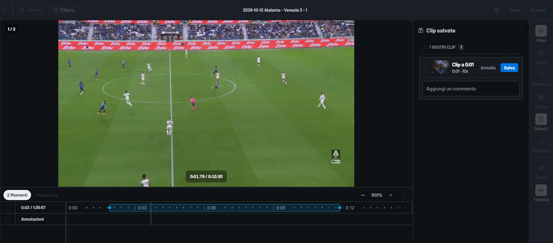 Taglia, salva e scarica le tue clip